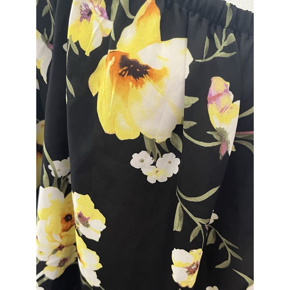NWT Forever 21+ Off The Shoulder Boho Black Yellow Cottagecore Floral Blouse 3X - Picture 2 of 6